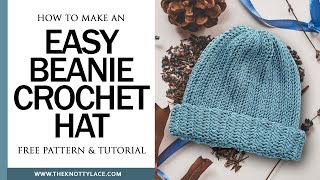 Easy Beanie Crochet Hat for Beginners Free Written Pattern in the link [upl. by Notnarb]