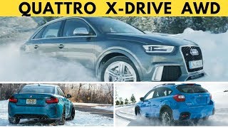 Quattro vs Xdrive vs Subaru AWD ❄ Whos going to win [upl. by Atcele407]