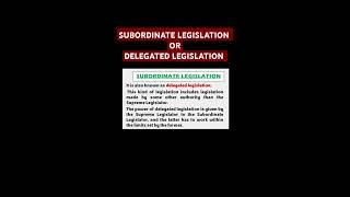 DELEGATED LEGISLATION SUBORDINATE LEGISLATION jurisprudence administrativelaw law shorts [upl. by Vassili686]