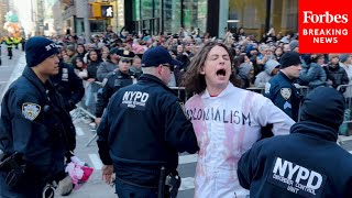 WATCH ProPalestinian Protesters Are Detained After Disrupting Macy’s Thanksgiving Day Parade [upl. by Ener883]