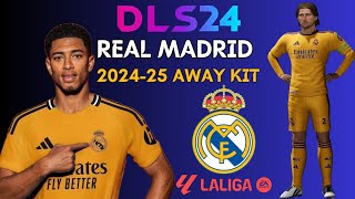 DLS 24 KITS REAL MADRID 202425 AWAY KIT 🟠⚫ [upl. by Woodson]