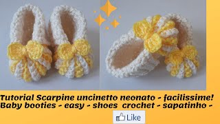 Tutorial Scarpine per neonato  shoes for babies  facili e veloci  Sapatinho  crochet easy [upl. by Meirrak37]