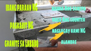 day 23  kakaibang paraan NG pagkabit NG granite sa lababo nauna Ang sanepa bago counter  granite [upl. by Kerby444]