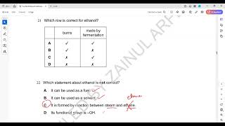 Alcohols and Carboxylic Acid Cambridge IGCSE O level Chemistry MCQs 1 to 28 Lesson 66 part c [upl. by Honna]