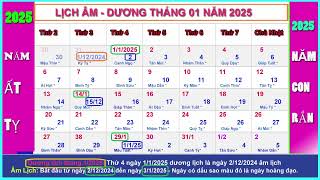 Lịch âm dương tháng 1 năm 2024  Lịch vạn niên tháng 12024 Giáp Thìn [upl. by Siraj]