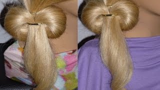 EINFACHE SchleifenFrisur für mittellange HaareSchuleAlltagHair Bow HairstylePeinados rapidos [upl. by Senior237]