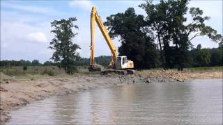 Liebherr 934 Long Reach Excavator Dredging Pond [upl. by Kyriako]