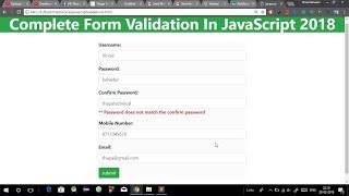 Complete Form Validation in JavaScript With Source Code 2018 Eng [upl. by Ettigirb290]