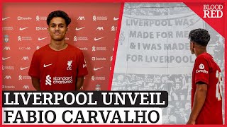 Fabio Carvalho UNVEILED as a Liverpool FC Player at AXA Training Centre  PICTURES [upl. by Kerat176]