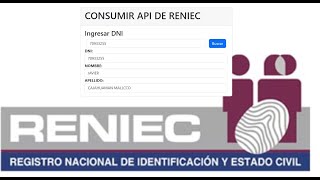 ✅CONSUMIR API REST DE RENIEC Y CONSULTAR DATOS POR DNI  CON HTML Y JAVASCRIPT [upl. by Godber300]