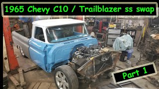 1965 Chevy C10 mounted to a 06 Trailblazer SS chassis and power train [upl. by Seidler]