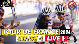 Tour de France 2024 Stage 4 LIVE COMMENTARY  Jonas Vingegaard VS Tadej Pogacar On Col de Galbier [upl. by Symon]