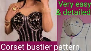 How to PROPERLY draft a corset bustier pattern step by step very easy method well detailed [upl. by Winny]