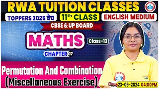 CBSE Class 11 Maths Chapter 7 Permutation and Combination By RWA Tuition Classes [upl. by Ninahs]