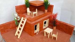 diy bricklaying building miniature house diorama  house no 07 [upl. by Aimit]