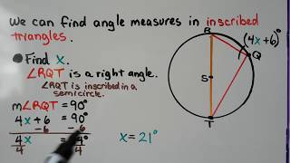 Geometry 124b Inscribed Triangle Inscribed Quadrilateral amp two theorems [upl. by Isabea]