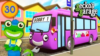 Gecko Meets Bobby The Bus  Geckos Garage  Educational Videos For Kids  Bus Videos For Children [upl. by Ahsilac]