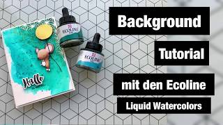 Background Tutorial mit den Ecoline Liquid Watercolors  Watercolor Tutorial  DIY Grußkarte [upl. by Airekat]