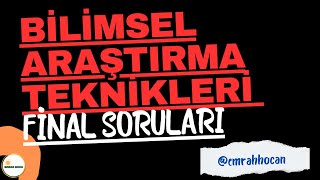 AUZEF BİLİMSEL ARAŞTIRMA TEKNİKLERİ FİNAL SORULARI sesli anlatım auzef [upl. by Ydda]