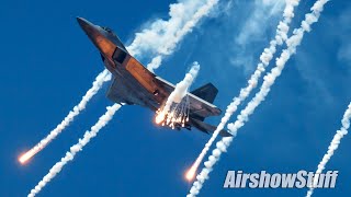 F22 Raptor with FLARES  Cleveland National Airshow 2023 [upl. by Ognimod]