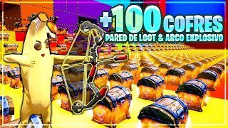 PARED DEL LOOT ARCO EXPLOSIVO 100 COFRES FORTNITE MINIJUEGOS [upl. by Viviene]