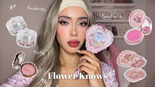 FLOWER KNOWS makeup✨👼🏽🧚🏼‍♀️  one of my favorite brands 🩰 ethereal makeup tutorial 🍫🍓 [upl. by Enerahs]