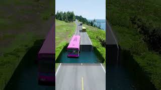 Bus vs huge water pit 11  BeamNG drive beamngdrive carsvsmassivepotholespart2 automobile [upl. by Adav739]