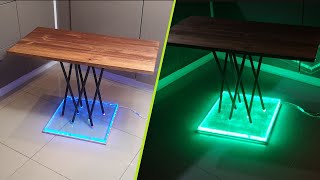 Epoxy Resin Table  LED lights  Resin Art  DIY [upl. by Johansen]