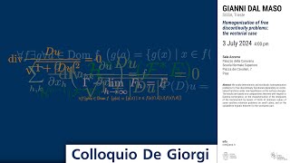 Colloquio De Giorgi  Homogenisation of free discontinuity problems the vectorial case [upl. by Hatokad]