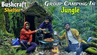 2 Days Group Camping In Deep Forest  Winter Camping In Bushcraft Shelter  Forest Camping in india [upl. by Llekcir]