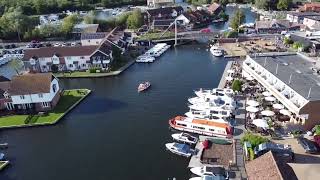 Wroxham bridge and boatyards from the air [upl. by Marr]