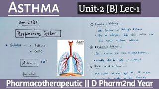 Asthma  Types of Asthma  Etiology  Pathogenesis etc  Pharmacotherapeutic D Pharm2nd Year [upl. by Asial]