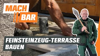 FeinsteinzeugTerrasse bauen in gebundener Bauweise  OBI [upl. by Airyt]