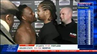 Dereck Chisora kisses Carl Baker during a staredown [upl. by Yntrok]