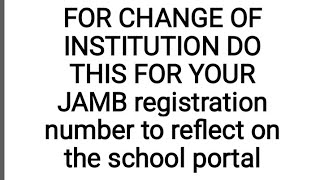 HOW LONG IT TAKES FOR JAMB REGISTRATION NUMBER TO Reflect on the school portal [upl. by Ydnew]