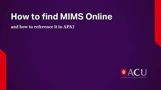 How to find and reference MIMS Online [upl. by Sirois]