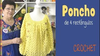 Poncho de 4 rectángulos tejido a crochet Tejiendo Perú [upl. by Acenes]