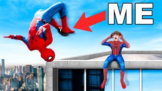 I Tried IMPOSSIBLE Spiderman Stunts ft Nidal Wonder [upl. by Suirauqed]