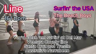 Line Dance Song  Surfin the USA by The Beach Boys with Karaoke Lyrics and Link to Example Dance [upl. by Eesyak]