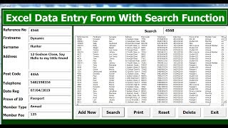 How to Create Excel VBA Data Entry Form With Search Function using Userform  Full Tutorial [upl. by Aynnek]