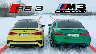 Audi RS3 Quattro vs BMW M3 xDrive  Winter DRAG RACE [upl. by Tufts]