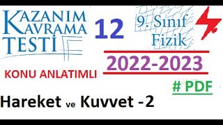 9 Sınıf  Fizik  MEB  Kazanım Testi 12  Hareket ve Kuvvet 2  2022 2023  PDF  TYT Fizik  2023 [upl. by Nahtnamas]