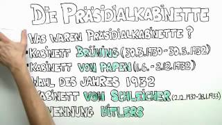 Weimarer Republik Die Präsidialkabinette  Geschichte  Deutsche Geschichte [upl. by Bria]