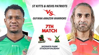 St Kitts and Nevis Patriots vs Guyana Amazon Warriors CPL 2024 7th Match Prediction GAW vs SNP [upl. by Shamus14]