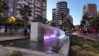 Colorful fountain Malagueta  Malaga Spain Camera DJI Osmo Pocket 3 [upl. by Anelav]