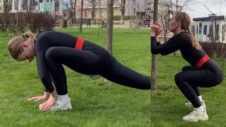 Black Spandex Unitard Outdoor Workout for Beginners Part 2 [upl. by Aixela709]