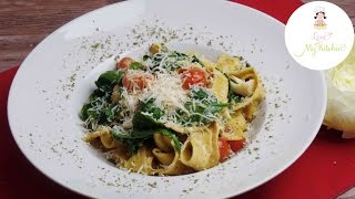 DIY  Bandnudeln á la Vapiano  One Pot Pasta  mit Garnelen und Babyblattspinat [upl. by Halet]