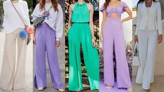 Pantalones de MODA 2023 looks y outfits con PANTALON PALAZZO en TENDENCIA MODA 2023 [upl. by Ydwor]