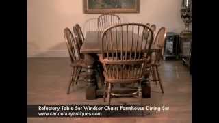 Refectory Table Set Windsor Chairs Farmhouse Dining Set [upl. by Simonetta375]