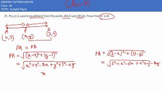 21a P𝑥𝑦 is a point equidistant from the points 𝐴43 and 𝐵34 Prove that 𝑥− 𝑦0 [upl. by Urba914]